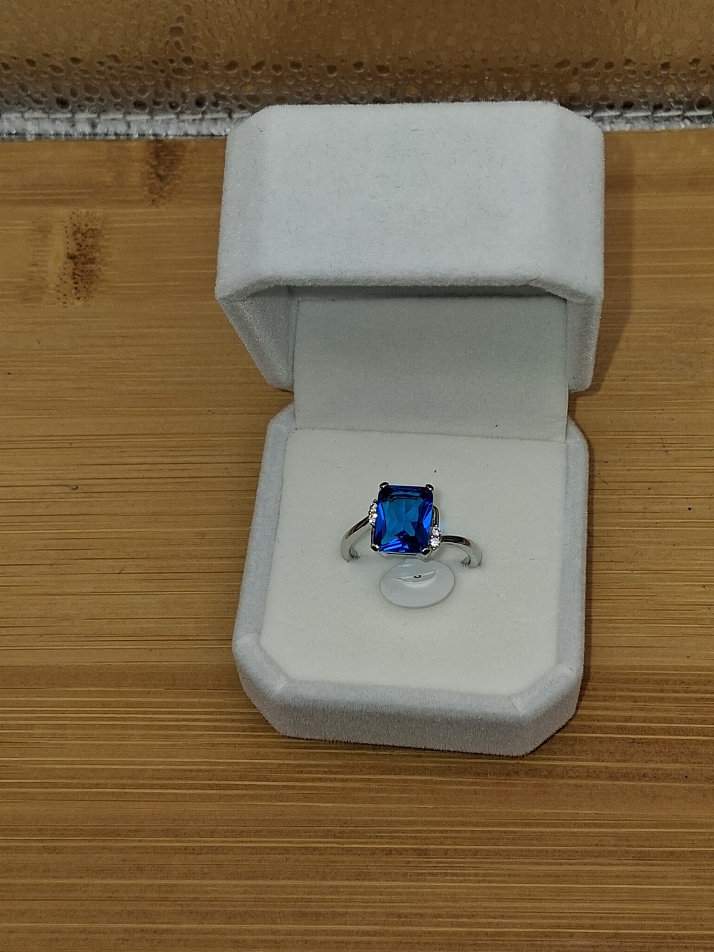 Classic Blue Cushion-Cut Silver Ring